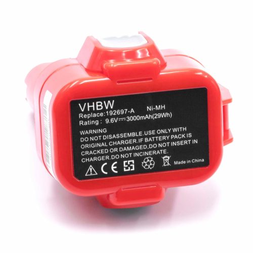 VHBW Electric Tool Battery Makita 192321-5, 192404-1, 192019-4, 192534-8 - 3000 mAh 9.6 V NiMH