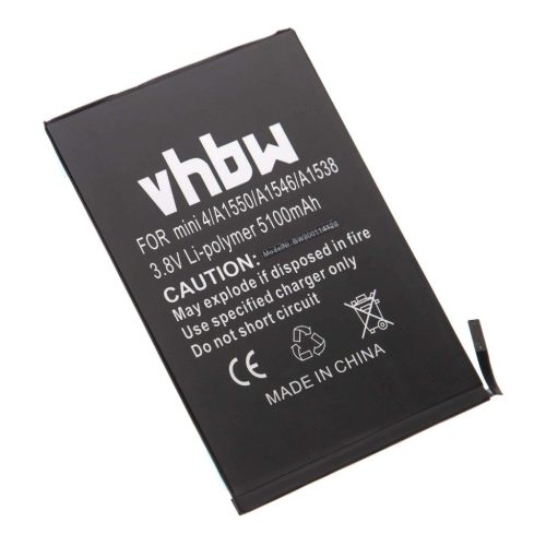 VHBW Tablet Battery for Apple 020-00297, A1546 - 5100 mAh 3.8 V Li-polymer