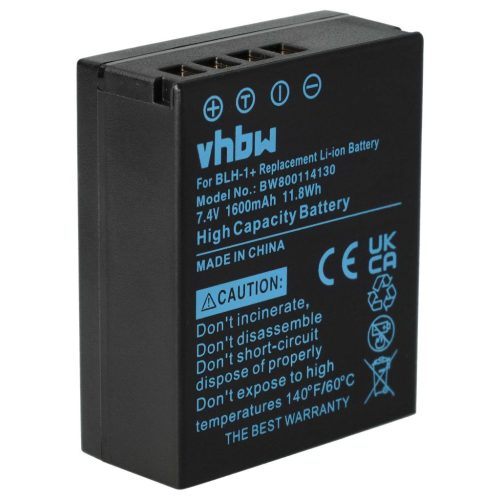 VHBW Akkumulátor Olympus BLH-1-hez - 1600 mAh, 7,4 V, Li-Ion