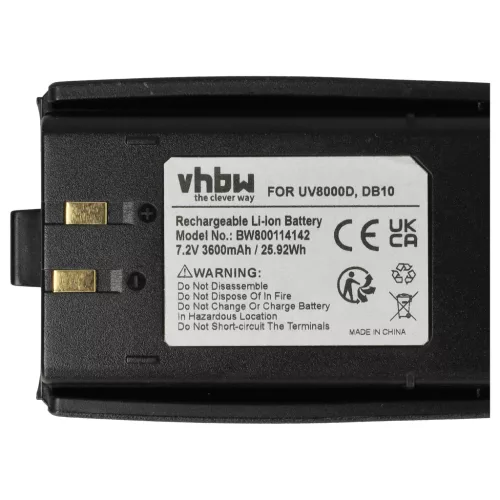 VHBW Radio Akku UV8000D, DB10 - 3600 mAh 7,2 V Li-Ion