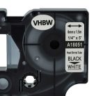 VHBW Dymo 18051 Label Tape, Black-White, 6 mm
