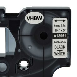 VHBW Dymo 18051 Label Tape, Black-White, 6 mm