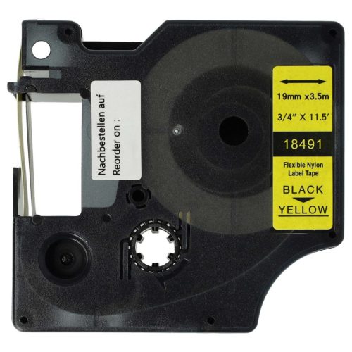 VHBW Dymo 18491 Label Tape - 19mm, Black-Yellow, Nylon