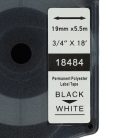 VHBW Dymo 18484 Label Tape - 19 mm, Black-White, Polyester