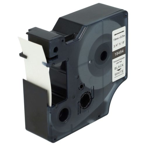 VHBW Dymo 18484 Label Tape - 19 mm, Black-White, Polyester