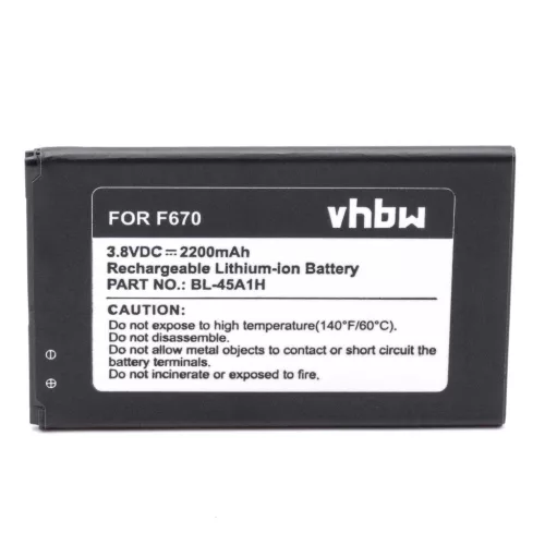 VHBW Mobile Phone Battery for LG BL-45A1H, EAC63158301 - 2200 mAh 3.8 V Li-Ion