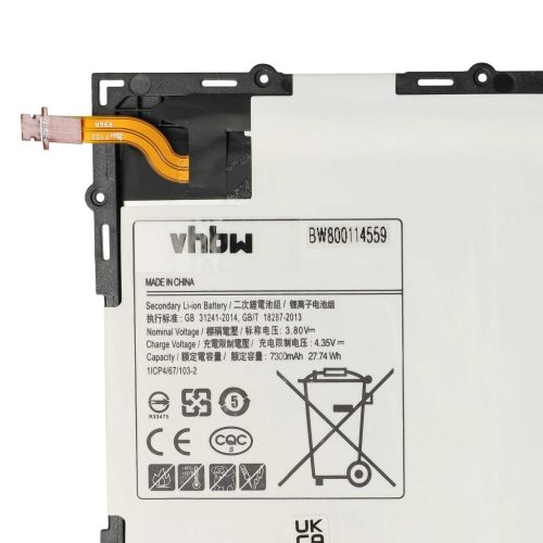 VHBW Tablet Battery Samsung GH43-04628A, EB-BT585ABE, EB-BT585ABA - 7300 mAh 3.8 V Li-polymer