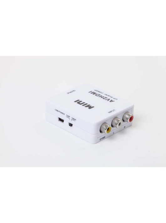 Cinch-HDMI Adapter, AV RCA Kompozit Konverter, Mini USB Kábel, Fehér