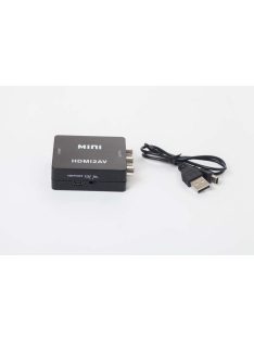   HDMI-Cinch Adapter, AV RCA Kompozit Konverter, Mini USB Kábel, Fekete