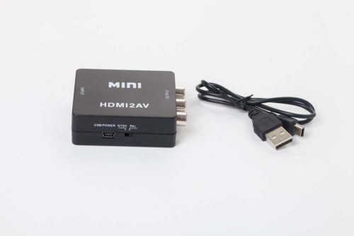 HDMI-Cinch Adapter, AV RCA Kompozit Konverter, Mini USB Kábel, Fekete