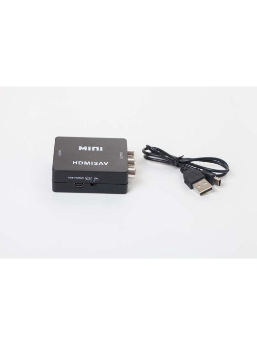 HDMI-Cinch Adapter, AV RCA Kompozit Konverter, Mini USB Kábel, Fekete