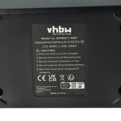 VHBW Electric power tool battery Metabo 6.02151.50, 6.25473 - 1500 mAh, 12 V, NiMH