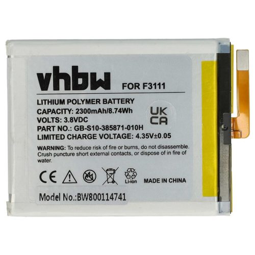 VHBW Mobile Phone Battery for Sony GB-S10-385871-010H - 2300 mAh 3.8 V Li-Polymer - Smartphone Battery