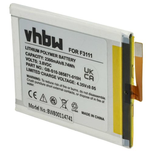 VHBW Mobile Phone Battery for Sony GB-S10-385871-010H - 2300 mAh 3.8 V Li-Polymer - Smartphone Battery