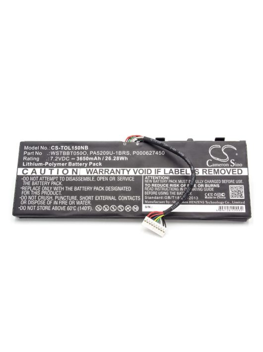 Notebook akkumulátor  Toshiba PA5209U-1BRS, P000627450 - 3650 mAh 7,2 V Li-polimer, fekete