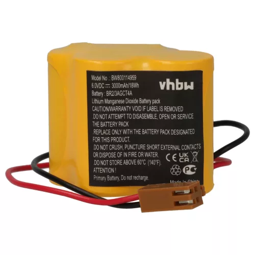 VHBW Industrial Controller Battery Dantona Matt Pack (with brown connector) - 3000 mAh 6 V Li-Ion