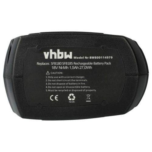 VHBW Electric Tool Battery Hilti SFB180, SFB185 - 1500 mAh 18 V NiMH