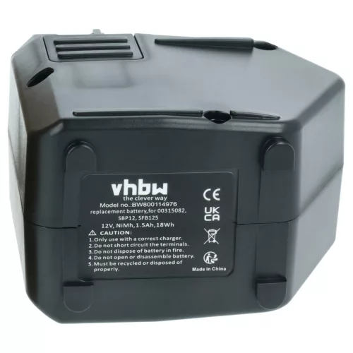 VHBW Electric Tool Battery SFB105, SBP12, SFB125, SFB121, 00315082 - 1500 mAh 12 V NiMH