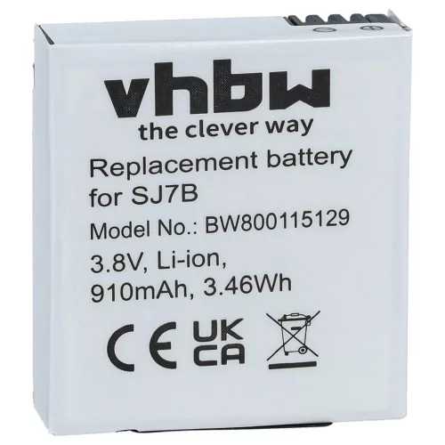 VHBW Videokamera Akkumulátor SJCam SJ7B - 910 mAh 3,8 V Li-Ion