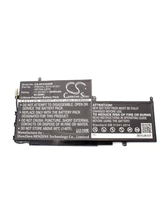 Notebook akkumulátor  HP 831532-421, PG03XL, HSTNN-LB7C - 5600 mAh 11,55 V Li-polimer, fekete