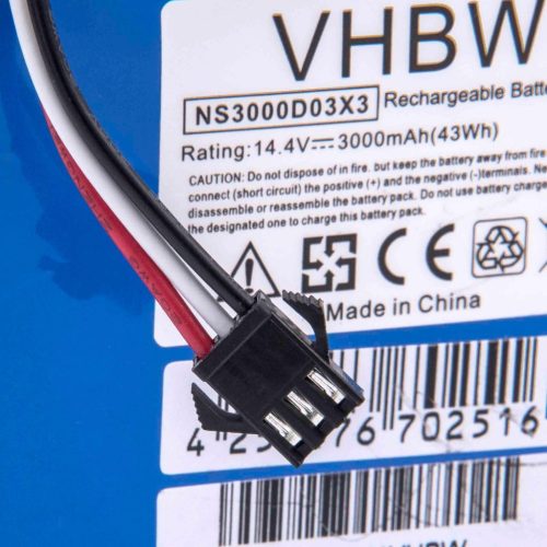 VHBW Akkumulátor Klarstein NS3000D03X3, YX-NI-MH-022144-TN - 3000 mAh, 14,4 V, NiMH számára