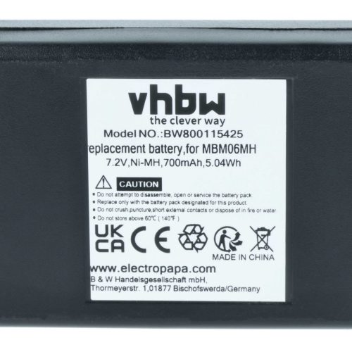 VHBW Remote Control Battery MBM06MH - 700 mAh 7.2 V NiMH