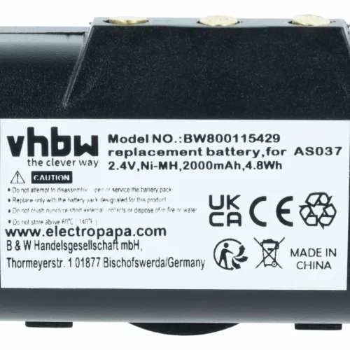VHBW Remote Control Battery WBH04.965, AS037 - 2000 mAh 2.4 V NiMH