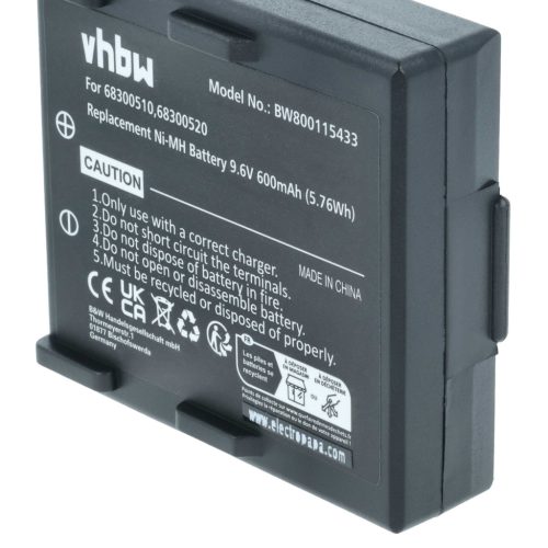 VHBW Távirányító Akkumulátor 68300510, 68300520, 68300525, 68300530 - 600 mAh 9,6 V NiMH