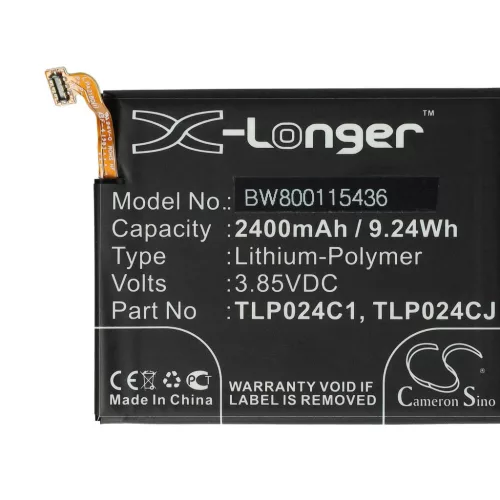 VHBW Mobiltelefon Akku TLP024C2, TLP024C1, CAC2400011C1, C2400007C2 für Telefone – 2400 mAh 3,85 V Li-Polymer