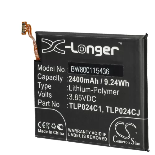 VHBW Mobiltelefon Akku TLP024C2, TLP024C1, CAC2400011C1, C2400007C2 für Telefone – 2400 mAh 3,85 V Li-Polymer