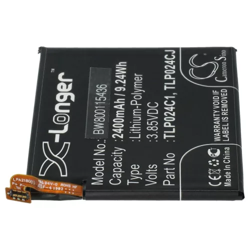 VHBW Mobiltelefon Akku TLP024C2, TLP024C1, CAC2400011C1, C2400007C2 für Telefone – 2400 mAh 3,85 V Li-Polymer
