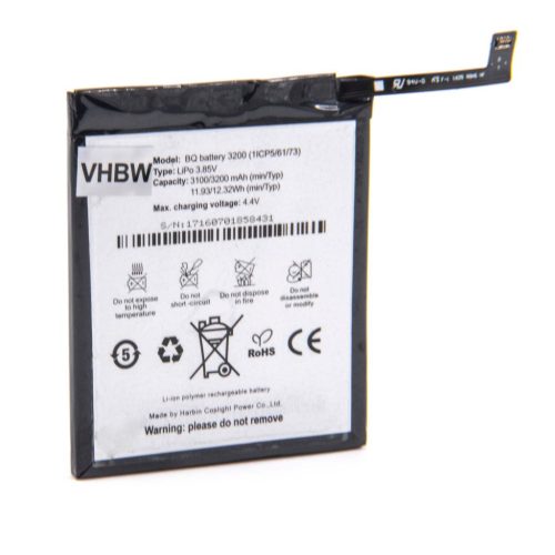 VHBW Mobile Phone Battery BQ 3200 - 3100 mAh 3.85 V Li-polymer - Smartphone Battery
