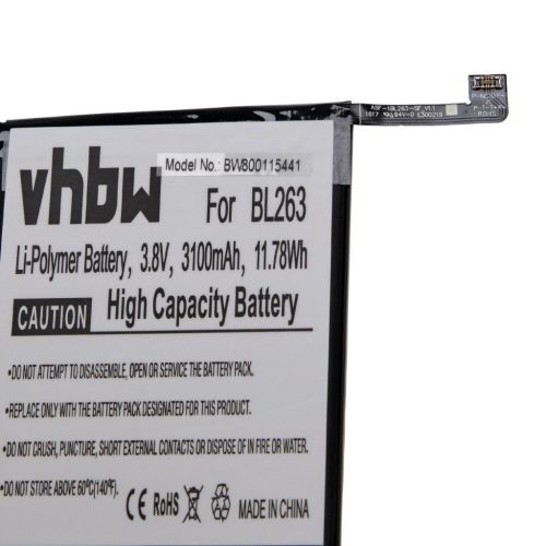 VHBW Mobile Phone Battery for Lenovo BL263 - 3100 mAh 3.85 V Li-Polymer - Smartphone Battery