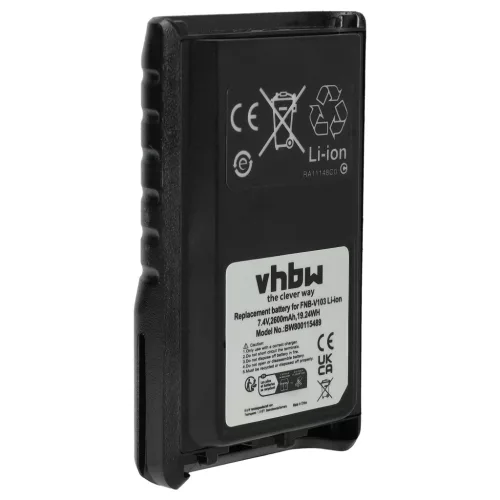 VHBW Radio Akku FNB-V103, FNB-V104, FNB-V103LI, FNB-V104LI - 2600 mAh 7,4 V Li-Ion