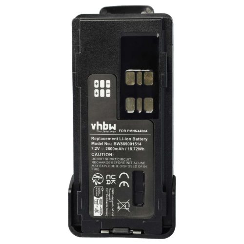 VHBW Motorola PMNN4415AR, PMNN4415, PMNN441 Radioakku - 2600 mAh 7,4 V Li-Ion + Gürtelclip