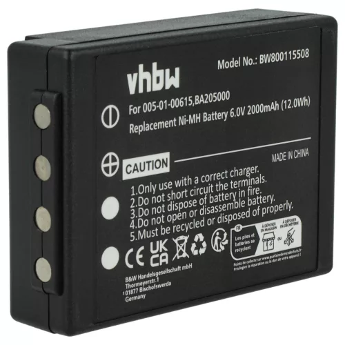 VHBW Remote Control Battery 005-01-00615, BA205000, BA206000, BA205030 - 2000 mAh 6 V NiMH
