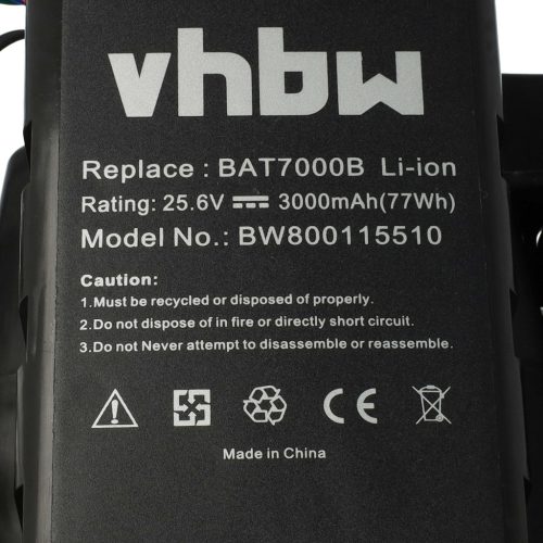 VHBW Battery Robomow MRK7005A, 8IFR27/66, BAT7000B, BAT7001A - 3000 mAh 25.6 V Li-Ion