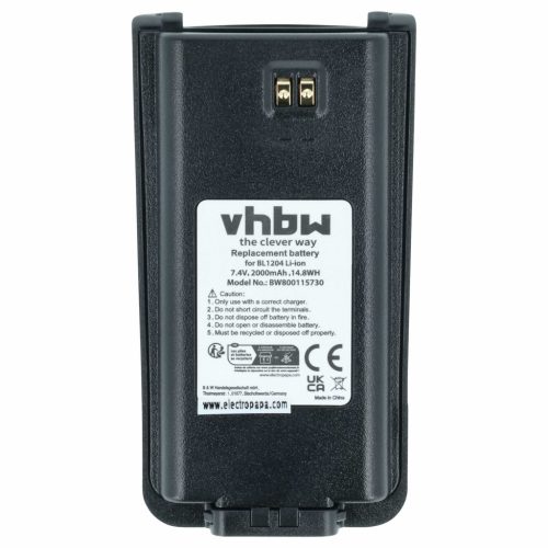 VHBW Radio Akku BL2001, BL1204 - 2000 mAh 7,4 V Li-Ion