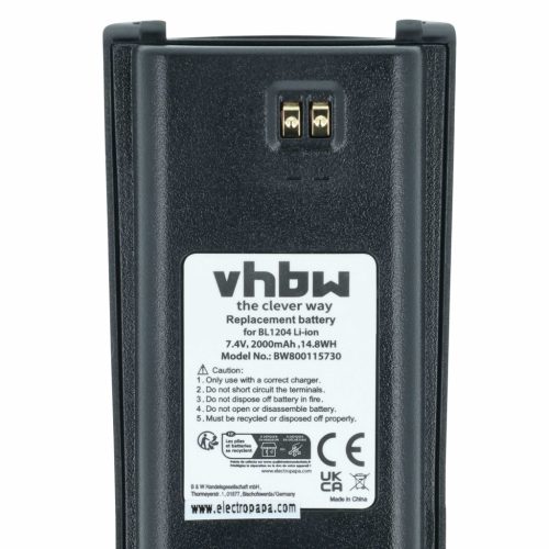 VHBW Radio Akku BL2001, BL1204 - 2000 mAh 7,4 V Li-Ion