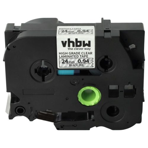 VHBW Brother HGE-151 Label Tape - 24 mm, Black-Clear