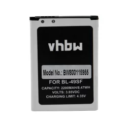   VHBW Mobile Phone Battery for LG BL-49SF, EAC92919001 - 2200 mAh 3.85 V Li-Ion