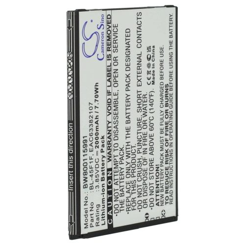 VHBW Mobile Phone Battery for LG BL-45F1F, EAC63361401, EAC63321601 - 2000 mAh 3.85 V Li-Ion