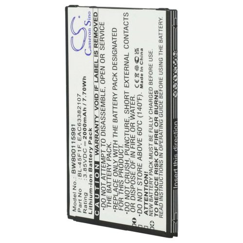 VHBW Mobile Phone Battery for LG BL-45F1F, EAC63361401, EAC63321601 - 2000 mAh 3.85 V Li-Ion