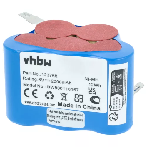 VHBW Moped Akku 93230 5, VYRR, VYRR6, 123768 - 2000 mAh 6 V NiMH