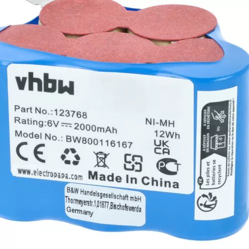 VHBW Moped Akku 93230 5, VYRR, VYRR6, 123768 - 2000 mAh 6 V NiMH