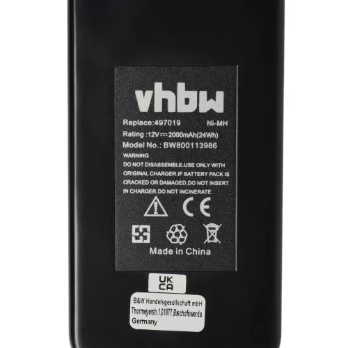 VHBW Electric Tool Battery Festo Festool 398338, 497019, 493348, 498336 - 2000 mAh 12 V NiMH