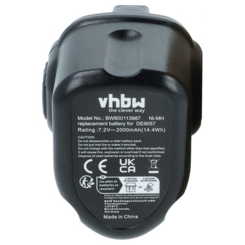 VHBW Electric Tool Battery Dewalt DW9057, DE9085, DE9057 - 2000 mAh 7.2 V NiMH