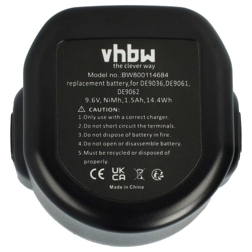 VHBW Electric Tool Battery A9242, A9251, A9265, A9272 - 1500 mAh 9.6 V NiMH