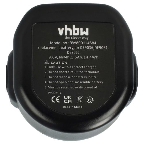 VHBW Electric Tool Battery A9242, A9251, A9265, A9272 - 1500 mAh 9.6 V NiMH