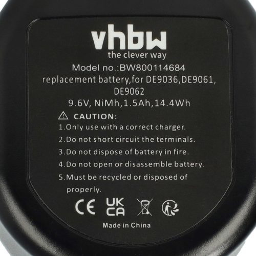 VHBW Electric Tool Battery A9242, A9251, A9265, A9272 - 1500 mAh 9.6 V NiMH